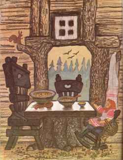 Сказка Три медведя - Три медведя сказка - Девочка полезла на большой стул
